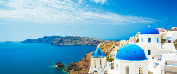 View on a greek city at the sea